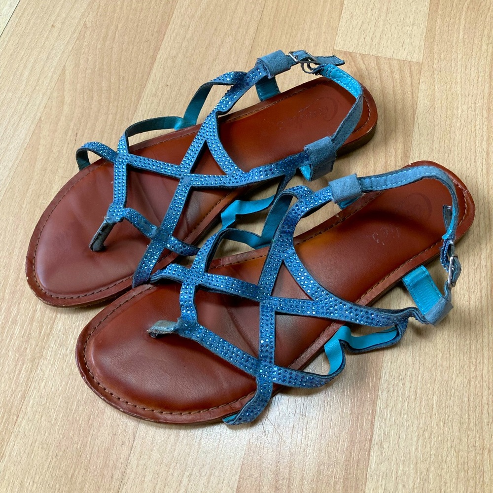 Sparkly Blue Strappy Sandals